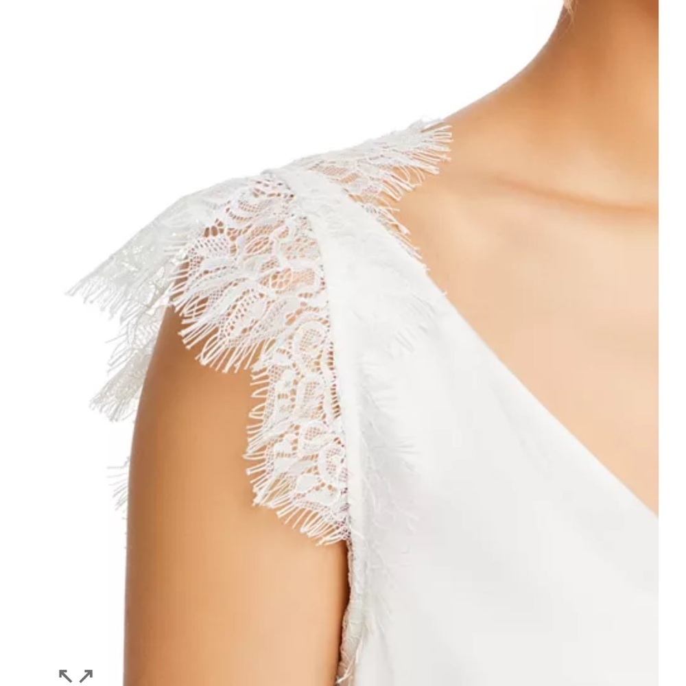 NWT Generation Love Arcelia lace cap sleeve white top blouse medium m silk